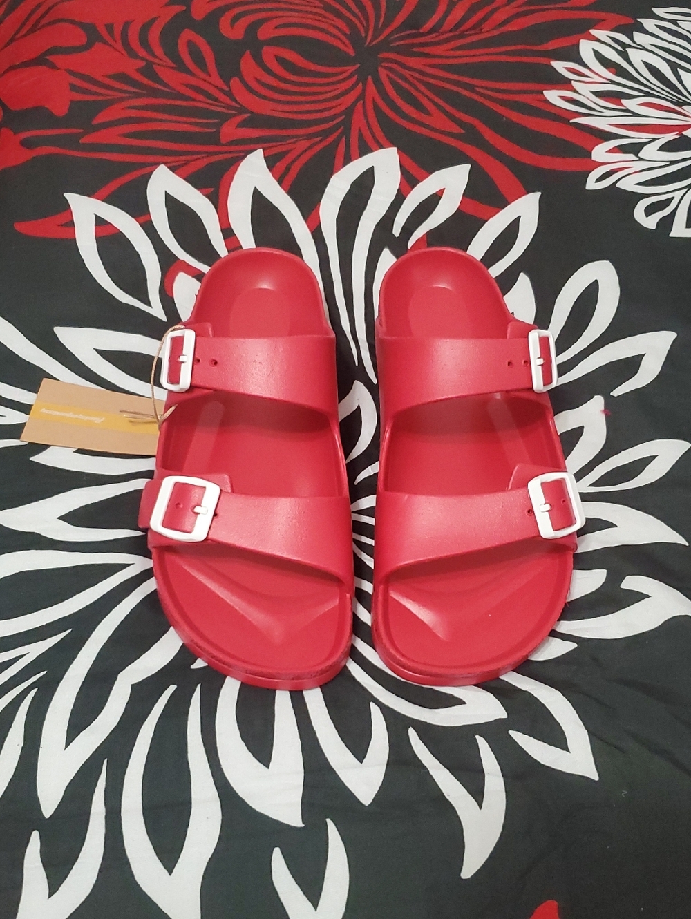 Funky Monkey Double Strap Buckle Red Slide Sandals Size 9